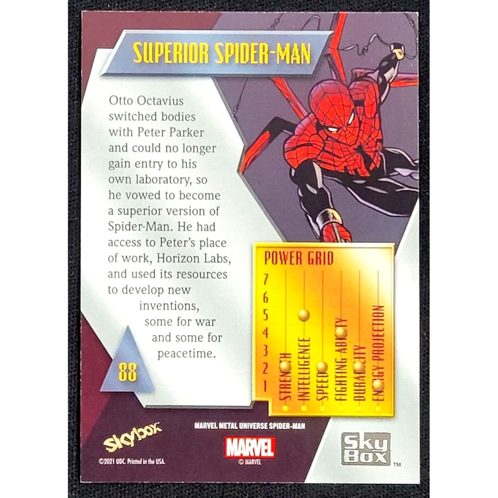2022 UPPER DECK MARVEL METAL UNIVERSE SPIDER-MAN SUPERIOR SPIDER-MAN NEON BLUE - Picture 2 of 2